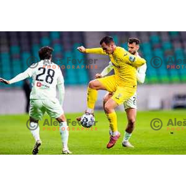 Aleksandar Kahvic of Domzale in action during Prva liga Telemach 2025/2026 football match between Olimpija and Domžale in Stozice, Ljubljana, Slovenia on October 26, 2025. Photo: Filip Barbalic