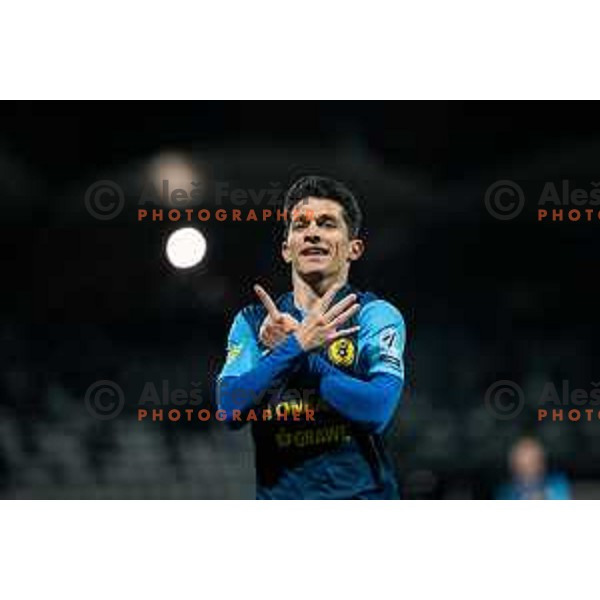 Juan Nieto celebrating goal during Prva liga Telemach 2025/2026 football match between Mura and Celje at Fazanerija, Murska Sobota, Slovenia on October 25, 2025 Photo: Sebastijan Andrejek Bukovec