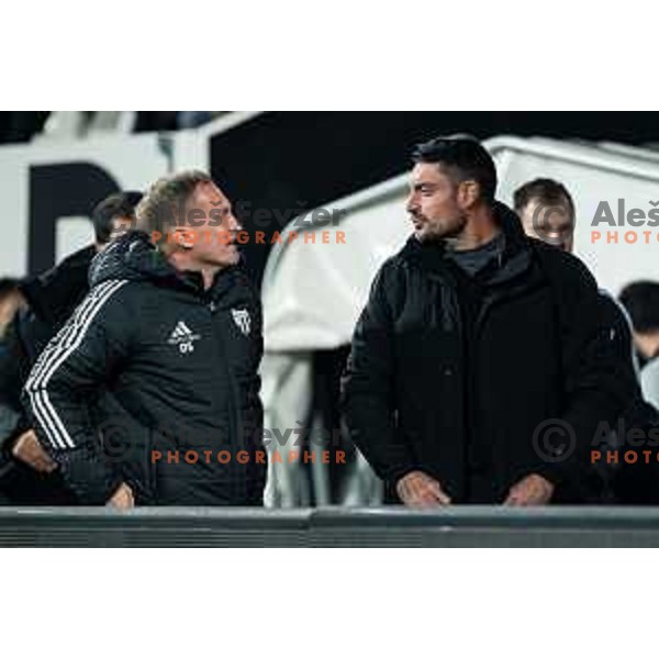 Darjan Slavic, head coach of Mura and Albert Riera, head coach of Celje during Prva liga Telemach 2025/2026 football match between Mura and Celje at Fazanerija, Murska Sobota, Slovenia on October 25, 2025 Photo: Sebastijan Andrejek Bukovec