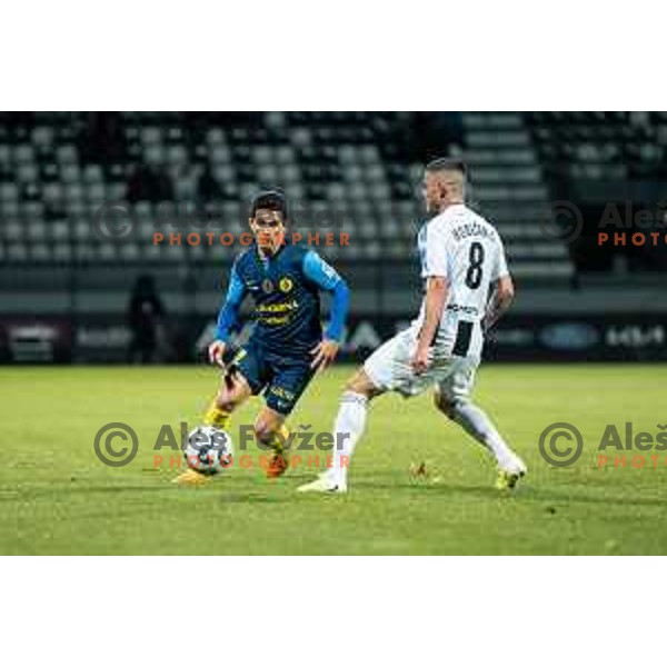 Juan Nieto and Luka Bobicanec in action during Prva liga Telemach 2025/2026 football match between Mura and Celje at Fazanerija, Murska Sobota, Slovenia on October 25, 2025 Photo: Sebastijan Andrejek Bukovec