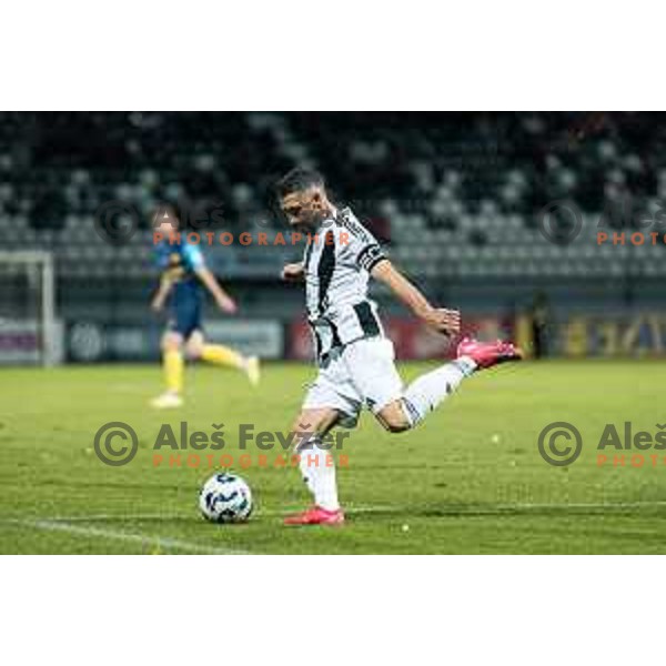 Nino Kouter in action during Prva liga Telemach 2025/2026 football match between Mura and Celje at Fazanerija, Murska Sobota, Slovenia on October 25, 2025 Photo: Sebastijan Andrejek Bukovec