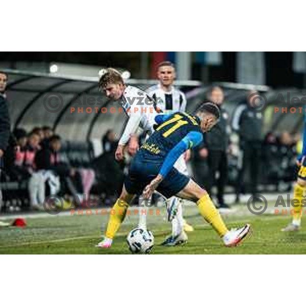Niko Kasalo Milot Avdyli and in action during Prva liga Telemach 2025/2026 football match between Mura and Celje at Fazanerija, Murska Sobota, Slovenia on October 25, 2025 Photo: Sebastijan Andrejek Bukovec