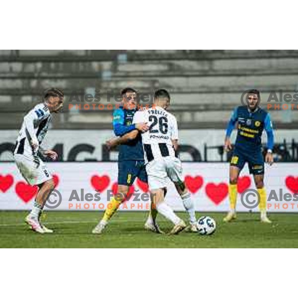 Mario Kvesic and Borna Proleta in action during Prva liga Telemach 2025/2026 football match between Mura and Celje at Fazanerija, Murska Sobota, Slovenia on October 25, 2025 Photo: Sebastijan Andrejek Bukovec