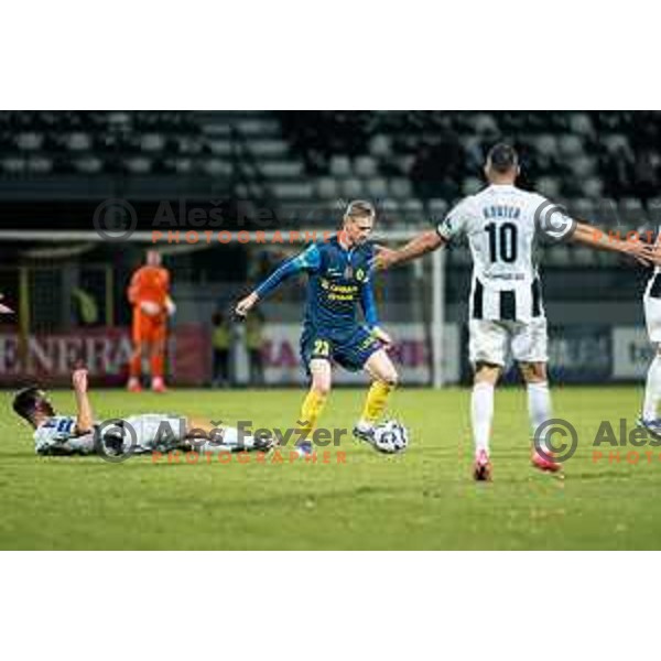 Zan Karnicnik in action during Prva liga Telemach 2025/2026 football match between Mura and Celje at Fazanerija, Murska Sobota, Slovenia on October 25, 2025 Photo: Sebastijan Andrejek Bukovec