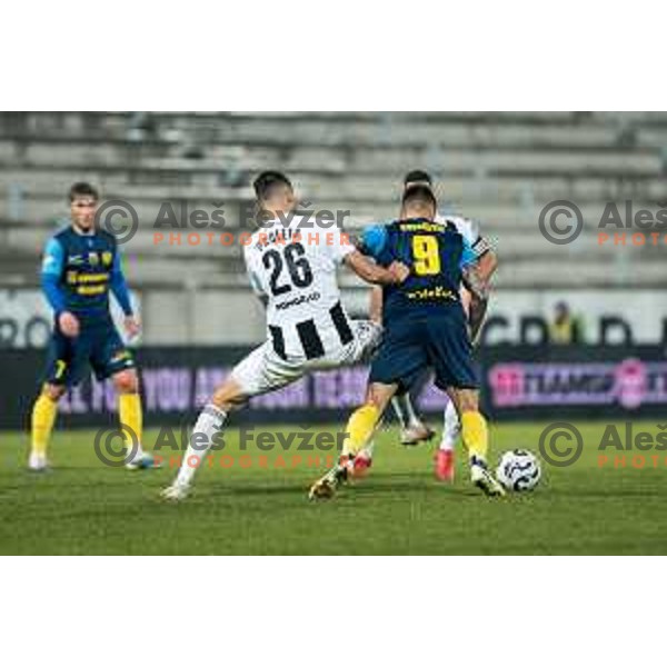 Borna Proleta and Franko Kovacevic in action during Prva liga Telemach 2025/2026 football match between Mura and Celje at Fazanerija, Murska Sobota, Slovenia on October 25, 2025 Photo: Sebastijan Andrejek Bukovec