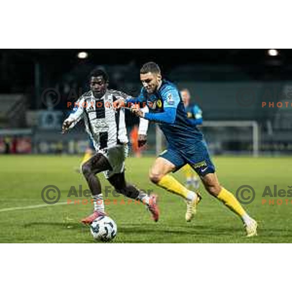 Faad Sana and Danijel Sturm in action during Prva liga Telemach 2025/2026 football match between Mura and Celje at Fazanerija, Murska Sobota, Slovenia on October 25, 2025 Photo: Sebastijan Andrejek Bukovec
