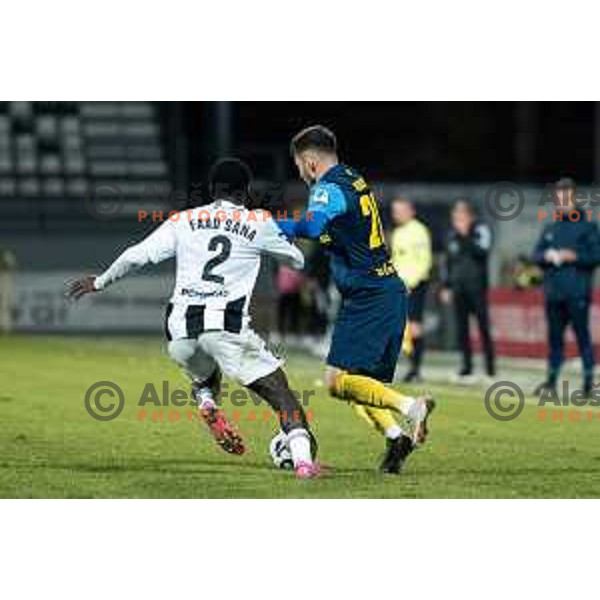 Faad Sana and Nikita Iosifov in action during Prva liga Telemach 2025/2026 football match between Mura and Celje at Fazanerija, Murska Sobota, Slovenia on October 25, 2025 Photo: Sebastijan Andrejek Bukovec