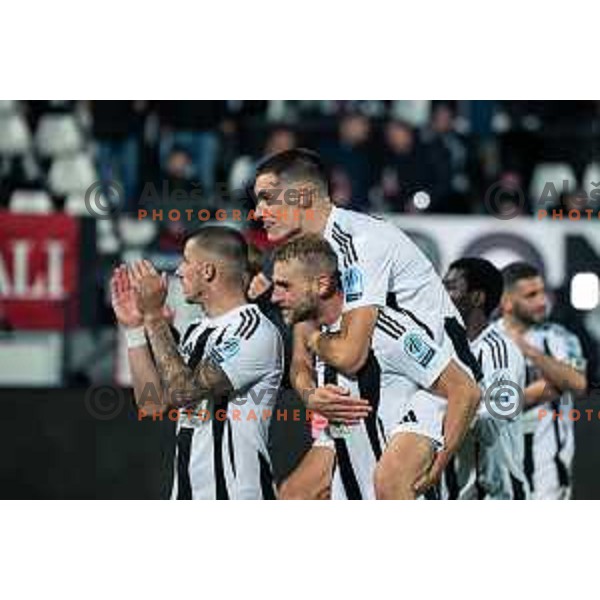 Raphael Hofer and Borna Proleta in action during Prva liga Telemach 2025/2026 football match between Mura and Celje at Fazanerija, Murska Sobota, Slovenia on October 25, 2025 Photo: Sebastijan Andrejek Bukovec