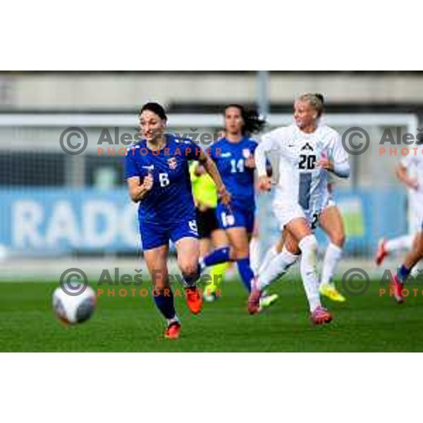 Nevena Damjanovic of Serbia in action during Women\'s friendly football match between Slovenia and Serbia in Sportni park Radomlje, Slovenia on October 27, 2025. Photo: Filip Barbalic