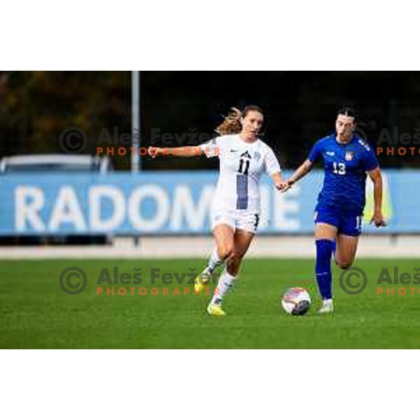 Lara Prasnikar of Slovenia in action during Women\'s friendly football match between Slovenia and Serbia in Sportni park Radomlje, Slovenia on October 27, 2025. Photo: Filip Barbalic