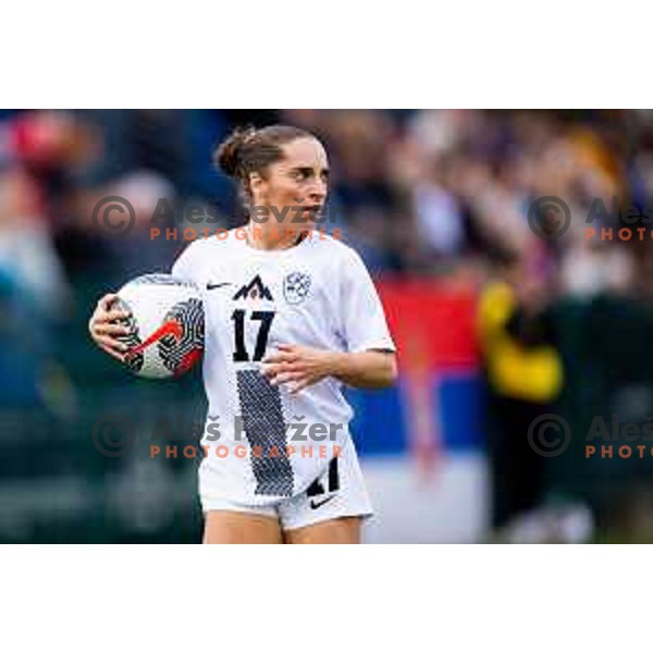 Izabela Krizaj of Slovenia in action during Women\'s friendly football match between Slovenia and Serbia in Sportni park Radomlje, Slovenia on October 27, 2025. Photo: Filip Barbalic