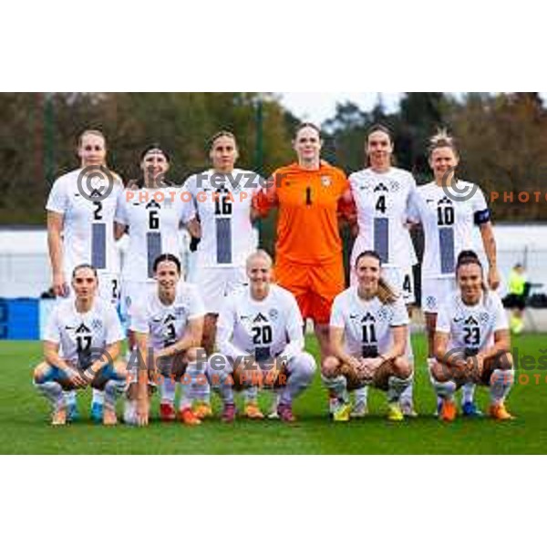 Starting XI of Slovenia prior to the Women\'s friendly football match between Slovenia and Serbia in Sportni park Radomlje, Slovenia on October 27, 2025. Photo: Filip Barbalic