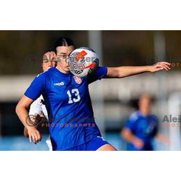 Milica Saric of Serbia in action during Women\'s friendly football match between Slovenia and Serbia in Sportni park Radomlje, Slovenia on October 27, 2025. Photo: Filip Barbalic