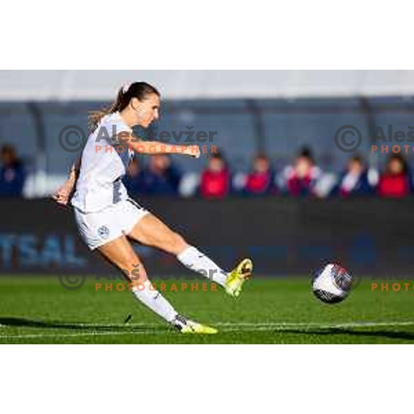 Lara Prasnikar of Slovenia in action during Women\'s friendly football match between Slovenia and Serbia in Sportni park Radomlje, Slovenia on October 27, 2025. Photo: Filip Barbalic