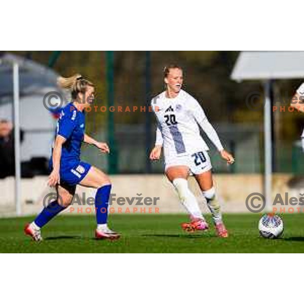 Zara Kramzar of Slovenia in action during Women\'s friendly football match between Slovenia and Serbia in Sportni park Radomlje, Slovenia on October 27, 2025. Photo: Filip Barbalic