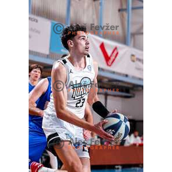 of Perspektiva Ilirija in action during OTP Bank League 2025/2026 basketball match between Perspektiva Ilirija and Sencur GGD in Jezica Hall, Ljubljana, Slovenia on October 28, 2025