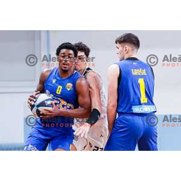 in action during OTP Bank League 2025/2026 basketball match between Perspektiva Ilirija and Sencur GGD in Jezica Hall, Ljubljana, Slovenia on October 28, 2025