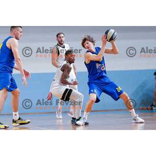 Jaka Klobucar in action during OTP Bank League 2025/2026 basketball match between Perspektiva Ilirija and Sencur GGD in Jezica Hall, Ljubljana, Slovenia on October 28, 2025