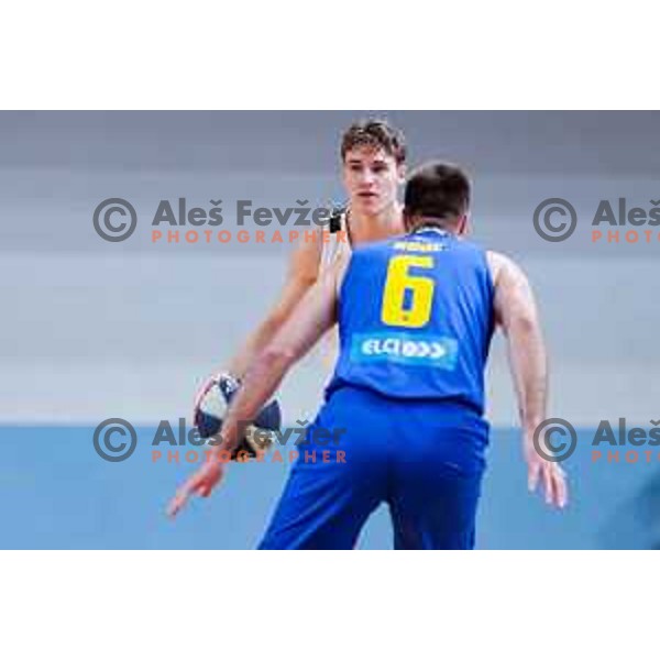 in action during OTP Bank League 2025/2026 basketball match between Perspektiva Ilirija and Sencur GGD in Jezica Hall, Ljubljana, Slovenia on October 28, 2025