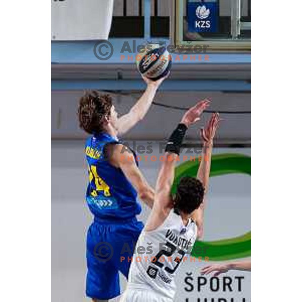Jaka Klobucar in action during OTP Bank League 2025/2026 basketball match between Perspektiva Ilirija and Sencur GGD in Jezica Hall, Ljubljana, Slovenia on October 28, 2025