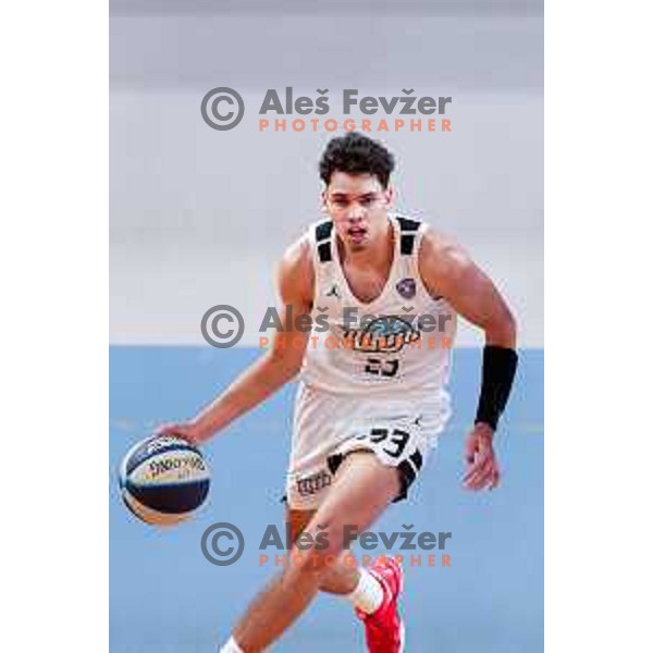 in action during OTP Bank League 2025/2026 basketball match between Perspektiva Ilirija and Sencur GGD in Jezica Hall, Ljubljana, Slovenia on October 28, 2025