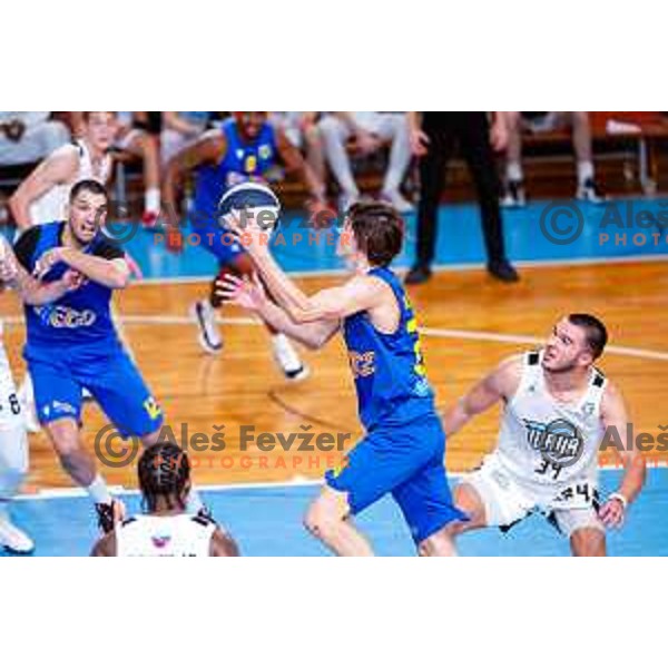 Jaka Klobucar in action during OTP Bank League 2025/2026 basketball match between Perspektiva Ilirija and Sencur GGD in Jezica Hall, Ljubljana, Slovenia on October 28, 2025