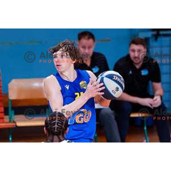 Jaka Klobucar in action during OTP Bank League 2025/2026 basketball match between Perspektiva Ilirija and Sencur GGD in Jezica Hall, Ljubljana, Slovenia on October 28, 2025