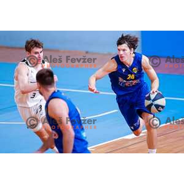 Jaka Klobucar in action during OTP Bank League 2025/2026 basketball match between Perspektiva Ilirija and Sencur GGD in Jezica Hall, Ljubljana, Slovenia on October 28, 2025