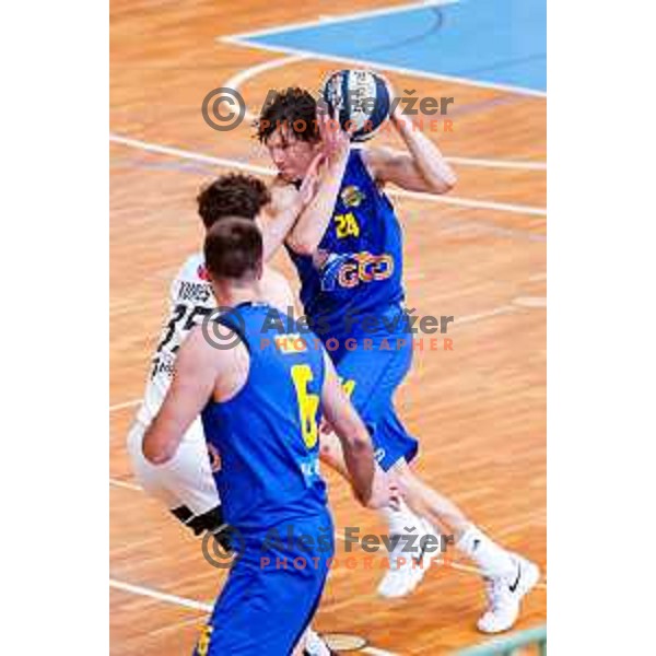Jaka Klobucar in action during OTP Bank League 2025/2026 basketball match between Perspektiva Ilirija and Sencur GGD in Jezica Hall, Ljubljana, Slovenia on October 28, 2025