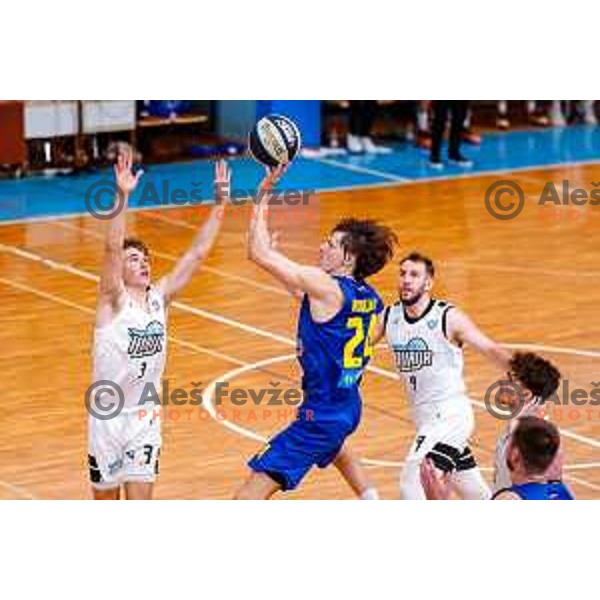 Jaka Klobucar in action during OTP Bank League 2025/2026 basketball match between Perspektiva Ilirija and Sencur GGD in Jezica Hall, Ljubljana, Slovenia on October 28, 2025