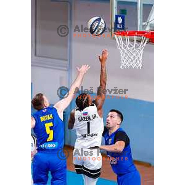 in action during OTP Bank League 2025/2026 basketball match between Perspektiva Ilirija and Sencur GGD in Jezica Hall, Ljubljana, Slovenia on October 28, 2025