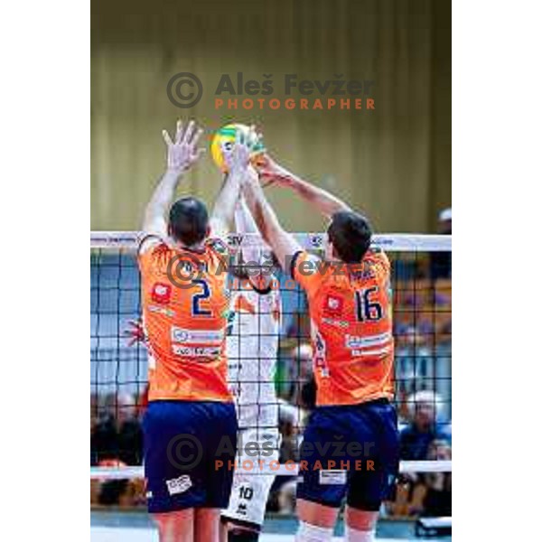 in action during CEV Champions Leauge 2026 Men Early round match between ACH Volley (SLO) and Orion Doetinchem (NED) in Tivoli Hall, Ljubljana, Slovenia on October 30, 2025