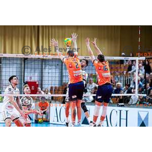 in action during CEV Champions Leauge 2026 Men Early round match between ACH Volley (SLO) and Orion Doetinchem (NED) in Tivoli Hall, Ljubljana, Slovenia on October 30, 2025