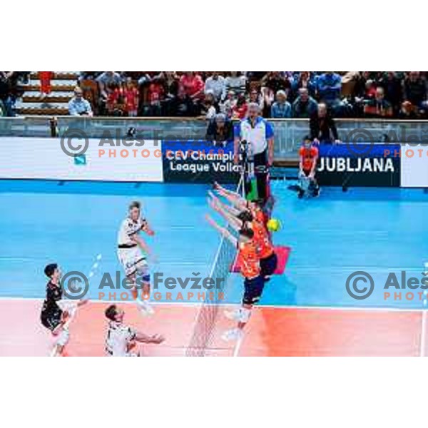 in action during CEV Champions Leauge 2026 Men Early round match between ACH Volley (SLO) and Orion Doetinchem (NED) in Tivoli Hall, Ljubljana, Slovenia on October 30, 2025