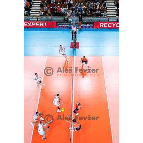 in action during CEV Champions Leauge 2026 Men Early round match between ACH Volley (SLO) and Orion Doetinchem (NED) in Tivoli Hall, Ljubljana, Slovenia on October 30, 2025