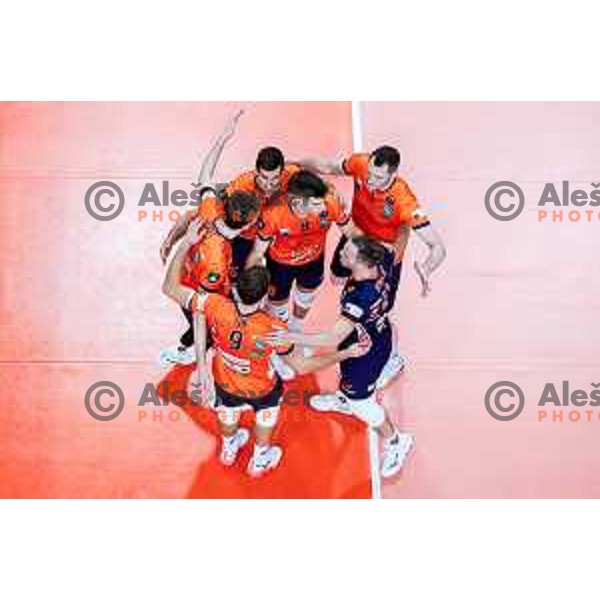 in action during CEV Champions Leauge 2026 Men Early round match between ACH Volley (SLO) and Orion Doetinchem (NED) in Tivoli Hall, Ljubljana, Slovenia on October 30, 2025