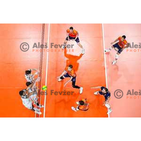 in action during CEV Champions Leauge 2026 Men Early round match between ACH Volley (SLO) and Orion Doetinchem (NED) in Tivoli Hall, Ljubljana, Slovenia on October 30, 2025