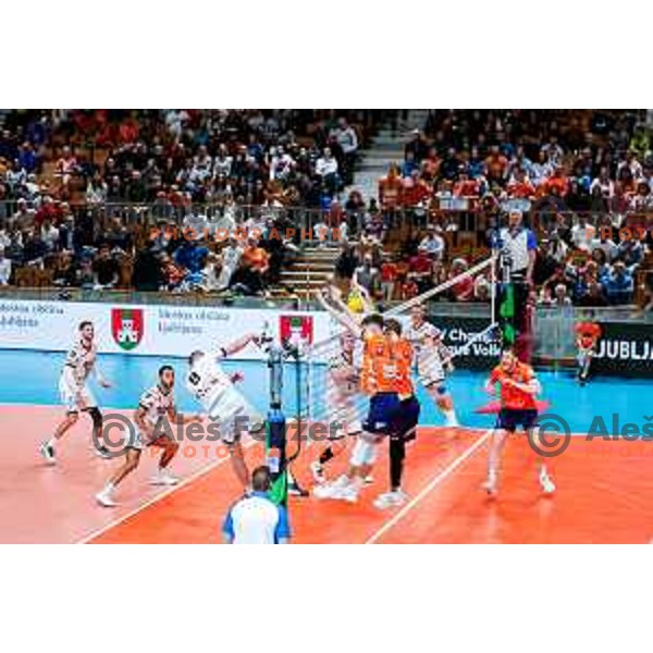 in action during CEV Champions Leauge 2026 Men Early round match between ACH Volley (SLO) and Orion Doetinchem (NED) in Tivoli Hall, Ljubljana, Slovenia on October 30, 2025