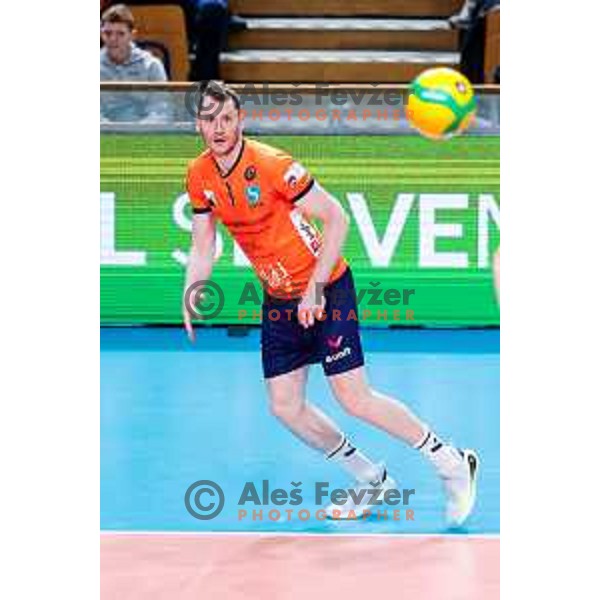 in action during CEV Champions Leauge 2026 Men Early round match between ACH Volley (SLO) and Orion Doetinchem (NED) in Tivoli Hall, Ljubljana, Slovenia on October 30, 2025