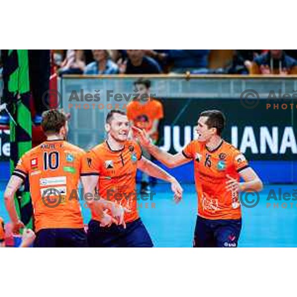 in action during CEV Champions Leauge 2026 Men Early round match between ACH Volley (SLO) and Orion Doetinchem (NED) in Tivoli Hall, Ljubljana, Slovenia on October 30, 2025