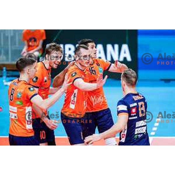 in action during CEV Champions Leauge 2026 Men Early round match between ACH Volley (SLO) and Orion Doetinchem (NED) in Tivoli Hall, Ljubljana, Slovenia on October 30, 2025