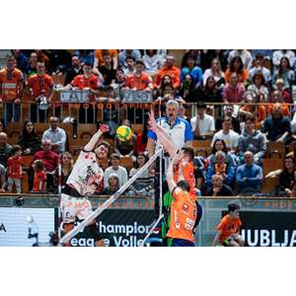 in action during CEV Champions Leauge 2026 Men Early round match between ACH Volley (SLO) and Orion Doetinchem (NED) in Tivoli Hall, Ljubljana, Slovenia on October 30, 2025