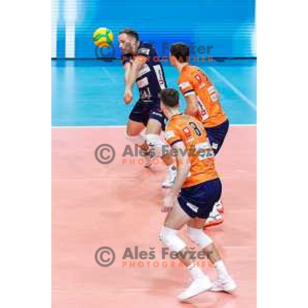 in action during CEV Champions Leauge 2026 Men Early round match between ACH Volley (SLO) and Orion Doetinchem (NED) in Tivoli Hall, Ljubljana, Slovenia on October 30, 2025