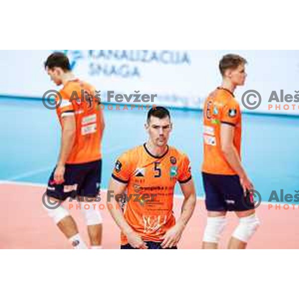 in action during CEV Champions Leauge 2026 Men Early round match between ACH Volley (SLO) and Orion Doetinchem (NED) in Tivoli Hall, Ljubljana, Slovenia on October 30, 2025