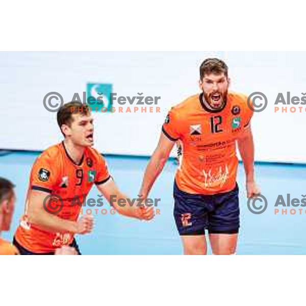 in action during CEV Champions Leauge 2026 Men Early round match between ACH Volley (SLO) and Orion Doetinchem (NED) in Tivoli Hall, Ljubljana, Slovenia on October 30, 2025