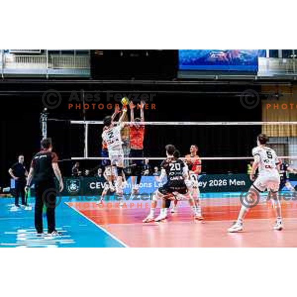 in action during CEV Champions Leauge 2026 Men Early round match between ACH Volley (SLO) and Orion Doetinchem (NED) in Tivoli Hall, Ljubljana, Slovenia on October 30, 2025
