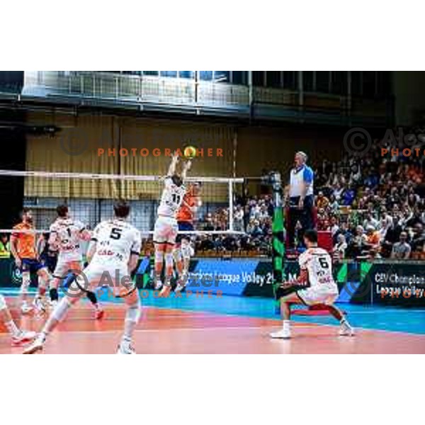 in action during CEV Champions Leauge 2026 Men Early round match between ACH Volley (SLO) and Orion Doetinchem (NED) in Tivoli Hall, Ljubljana, Slovenia on October 30, 2025