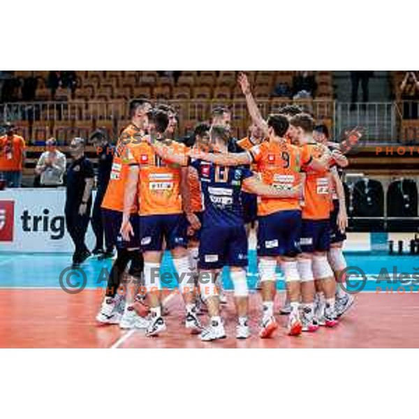 in action during CEV Champions Leauge 2026 Men Early round match between ACH Volley (SLO) and Orion Doetinchem (NED) in Tivoli Hall, Ljubljana, Slovenia on October 30, 2025