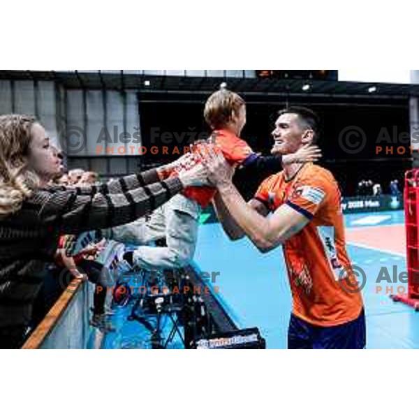 in action during CEV Champions Leauge 2026 Men Early round match between ACH Volley (SLO) and Orion Doetinchem (NED) in Tivoli Hall, Ljubljana, Slovenia on October 30, 2025