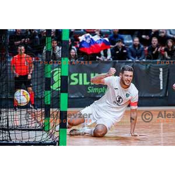 Tod Ciuha of Siliko celebrates a goal during UEFA Futsal Champions League match between Siliko (SLO) and Forca (MKD) in Kodeljevo Hall, Ljubljana, Slovenia on October 30, 2025